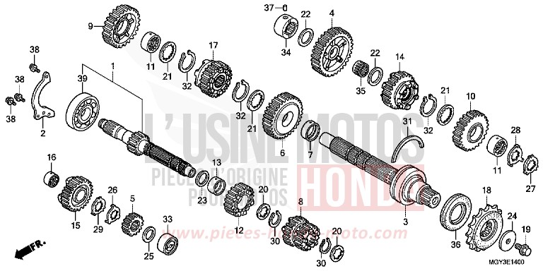 BOITE DE VITESSES von VFR800X „Crossrunner“ GRAPHITE BLACK (NHB01) von 2011